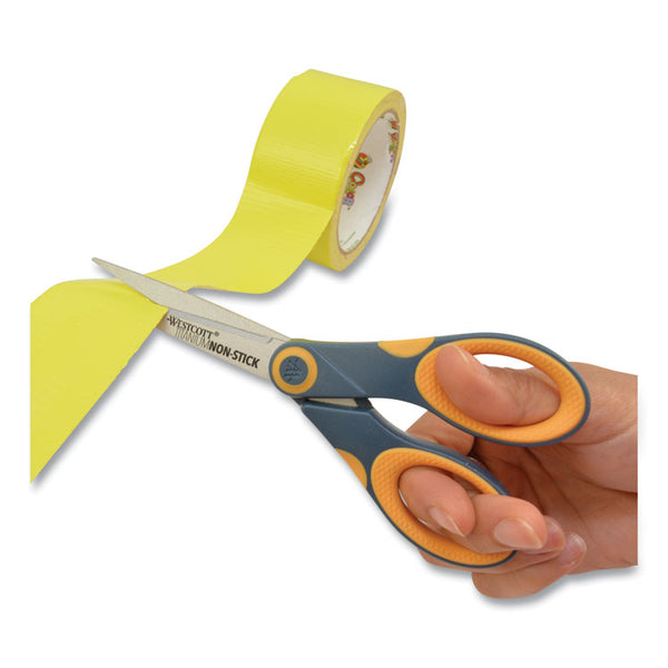 Westcott® Non-Stick Titanium Bonded Scissors, 7" Long, 3" Cut Length, Gray/Yellow Straight Handle (ACM14851) Each