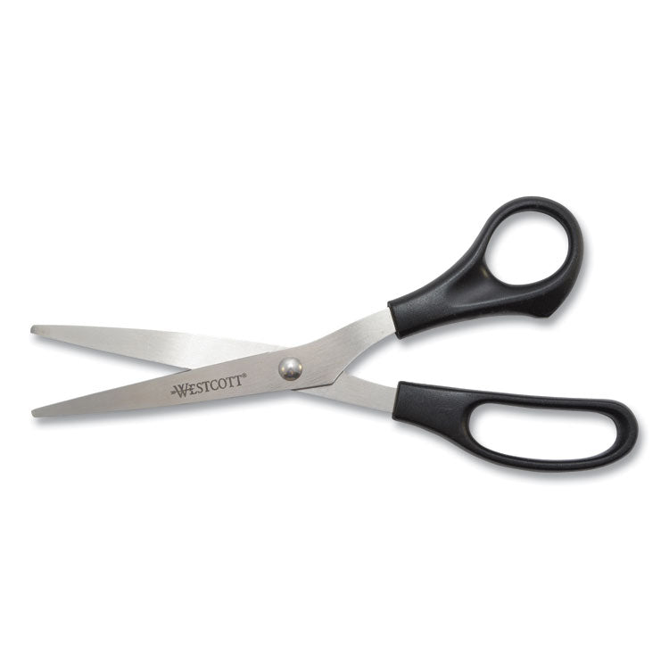 Westcott® All Purpose Stainless Steel Scissors, 8" Long, 3.5" Cut Length, Black Straight Handle (ACM16907) Pack of 3