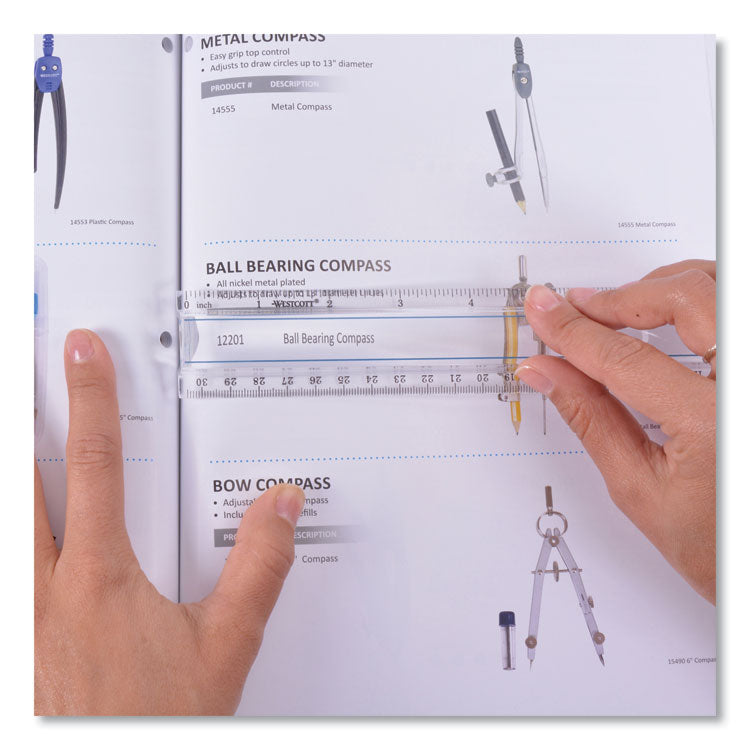 Westcott® 12" Magnifying Ruler, Standard/Metric, Plastic, Clear (ACM15571) Each