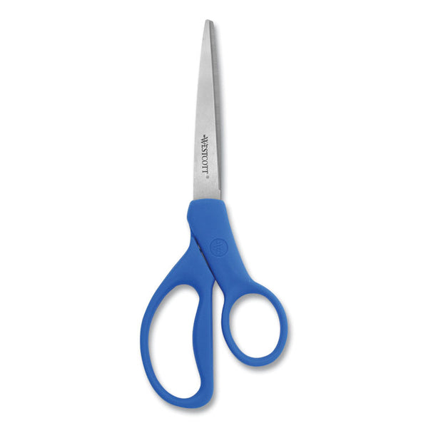 Westcott® Preferred Line Stainless Steel Scissors, 8" Long, 3.5" Cut Length, Blue Straight Handles, 2/Pack (ACM15452) Pack of 2