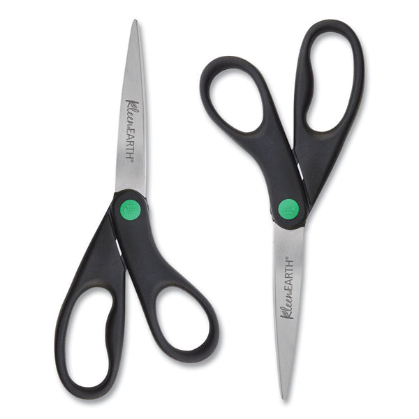 Westcott® KleenEarth Scissors, 8" Long, 3.25" Cut Length, Black Straight Handles, 2/Pack (ACM15179) Pack of 2