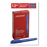 Universal™ Pen-Style Permanent Marker, Fine Bullet Tip, Blue, Dozen (UNV07073) Dozen