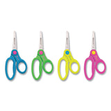Westcott® Scissor Caddy with Kids' Scissors, 5" Long, 2" Cut Length, Light Blue; Light Green; Pink; Yellow, Straight Handles, 24/Set (ACM14755)
