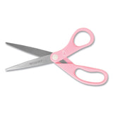 Westcott® All Purpose Pink Ribbon Scissors, 8" Long, 3.5" Cut Length, Pink Straight Handle (ACM15387) Each