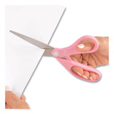 Westcott® All Purpose Pink Ribbon Scissors, 8" Long, 3.5" Cut Length, Pink Straight Handle (ACM15387) Each