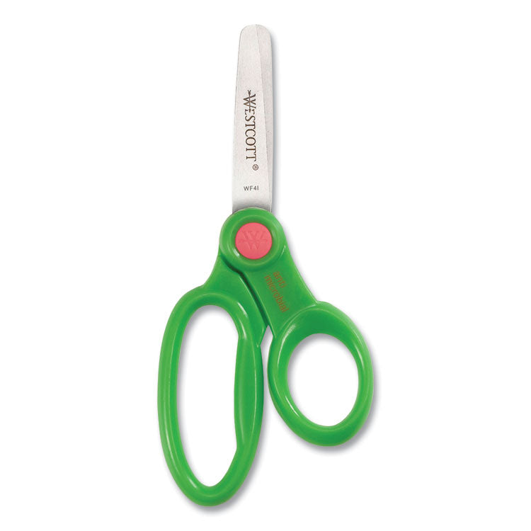 Westcott® Scissor Caddy with Kids' Scissors, 5" Long, 2" Cut Length, Light Blue; Light Green; Pink; Red, Straight Handles, 24/Set (ACM14756) Each