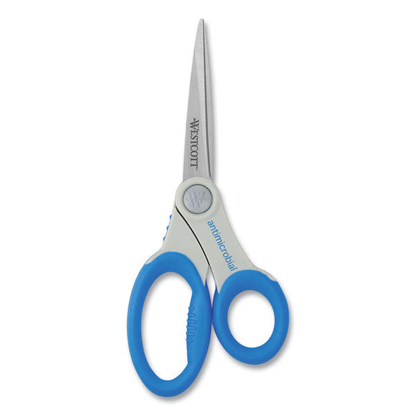 Westcott® Scissors with Antimicrobial Protection, 8" Long, 3.5" Cut Length, Blue Straight Handle (ACM14643) Each