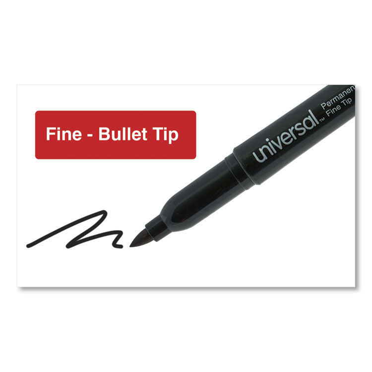 Universal™ Pen-Style Permanent Marker Value Pack, Fine Bullet Tip, Black, 36/Pack (UNV07070) 1 Set of 4 Markers