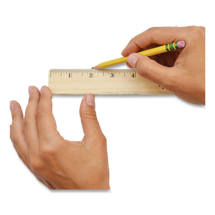 Westcott® Wood Ruler with Single Metal Edge, Standard, 12" Long (ACM05011) Each