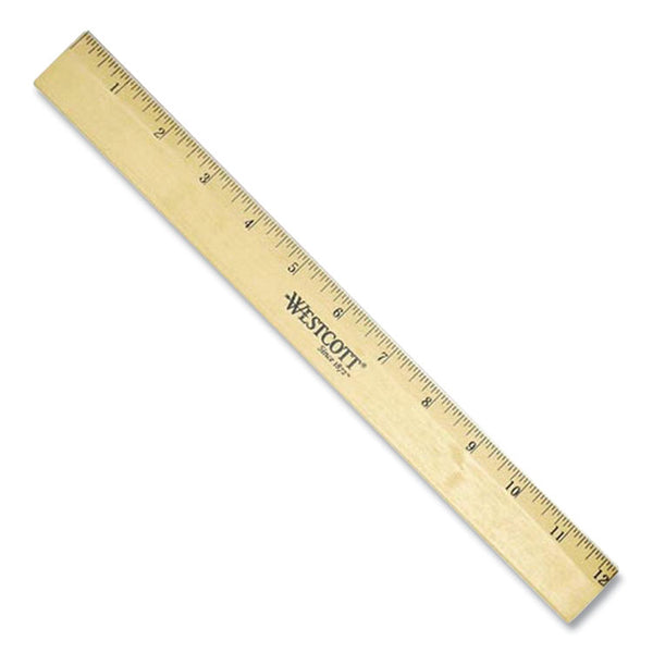 Westcott® Wood Ruler with Single Metal Edge, Standard, 12" Long (ACM05011) Each