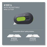 slice® Mini Cutters, Double Sided, Replaceable, 1.29" Stainless Steel Blade, 2.5" Nylon Handle, Gray/Green (SLI10514) Each