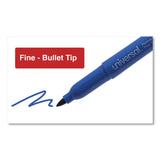 Universal™ Pen-Style Permanent Marker, Fine Bullet Tip, Blue, Dozen (UNV07073) Dozen