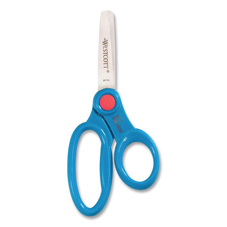 Westcott® Kids' Scissors with Antimicrobial Protection, Rounded Tip, 5" Long, 2" Cut Length, Assorted Straight Handles, 12/Pack (ACM14871) Pack of 12