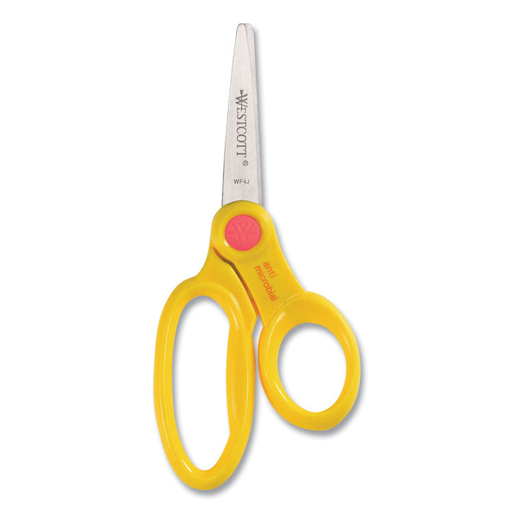 Westcott® Scissor Caddy with Kids' Scissors, 5" Long, 2" Cut Length, Light Blue; Light Green; Pink; Yellow, Straight Handles, 24/Set (ACM14755) Each