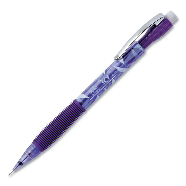 Pentel® Icy Mechanical Pencil, 0.7 mm, HB (#2), Black Lead, Transparent Violet Barrel, Dozen (PENAL27TV)