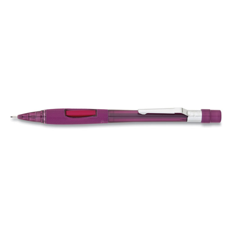 Pentel® Quicker Clicker Mechanical Pencil, 0.9 mm, HB (#2), Black Lead, Transparent Burgundy Barrel (PENPD349TB) Each