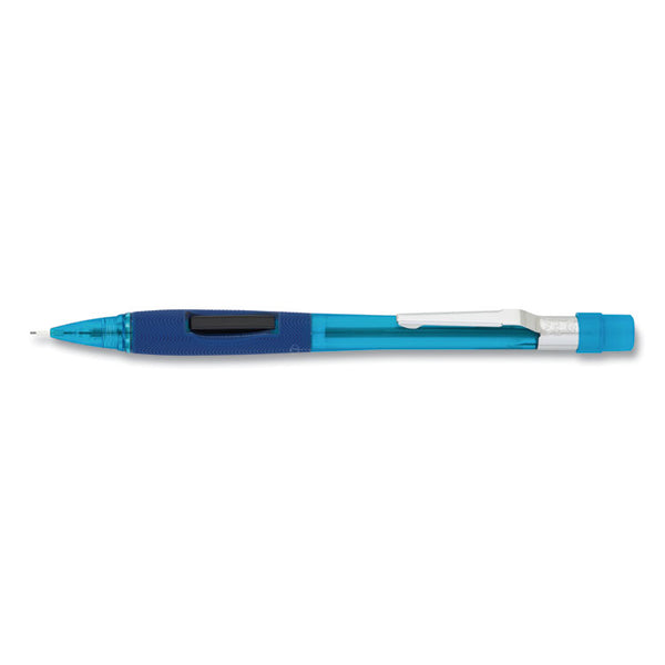 Pentel® Quicker Clicker Mechanical Pencil, 0.5 mm, HB (#2), Black Lead, Transparent Blue Barrel (PENPD345TC)
