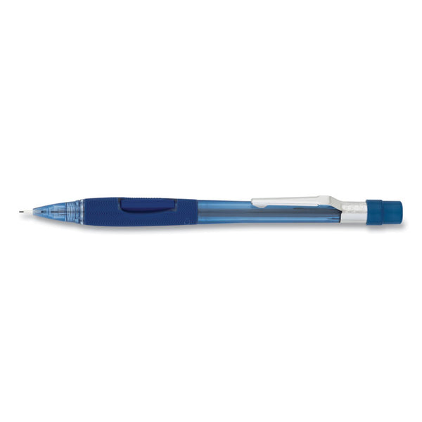 Pentel® Quicker Clicker Mechanical Pencil, 0.7 mm, HB (#2), Black Lead, Transparent Blue Barrel (PENPD347TC)