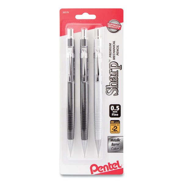 Pentel® Sharp Mechanical Pencil, 0.5 mm, HB (#2), Black Lead, Assorted Barrel Colors, 3/Pack (PENP205MBP3M) Pack of 3