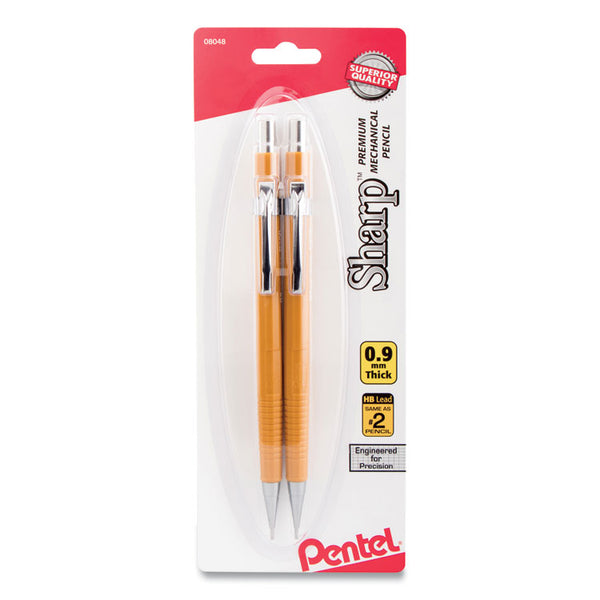 Pentel® Sharp Mechanical Pencil, 0.9 mm, HB (#2), Black Lead, Yellow Barrel, 2/Pack (PENP209BP2K6) Pack of 2