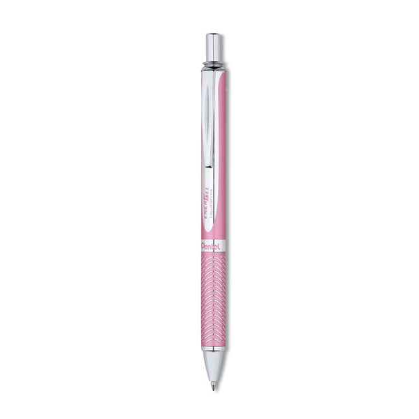 Pentel® EnerGel Alloy RT Gel Pen, Retractable, Medium 0.7 mm, Black Ink, Pink Barrel (PENBL407PA)