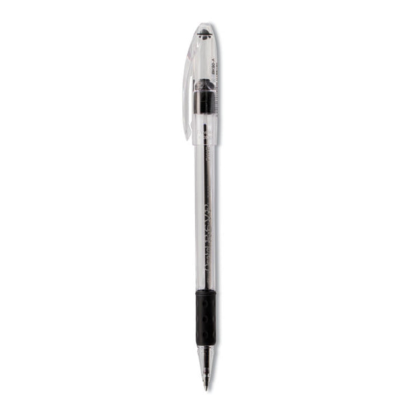 Pentel® R.S.V.P. Ballpoint Pen, Stick, Fine 0.7 mm, Black Ink, Clear/Black Barrel, Dozen (PENBK90A)