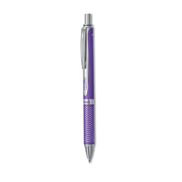 Pentel® EnerGel Alloy RT Gel Pen, Retractable, Medium 0.7 mm, Violet Ink, Violet Barrel (PENBL407VV)