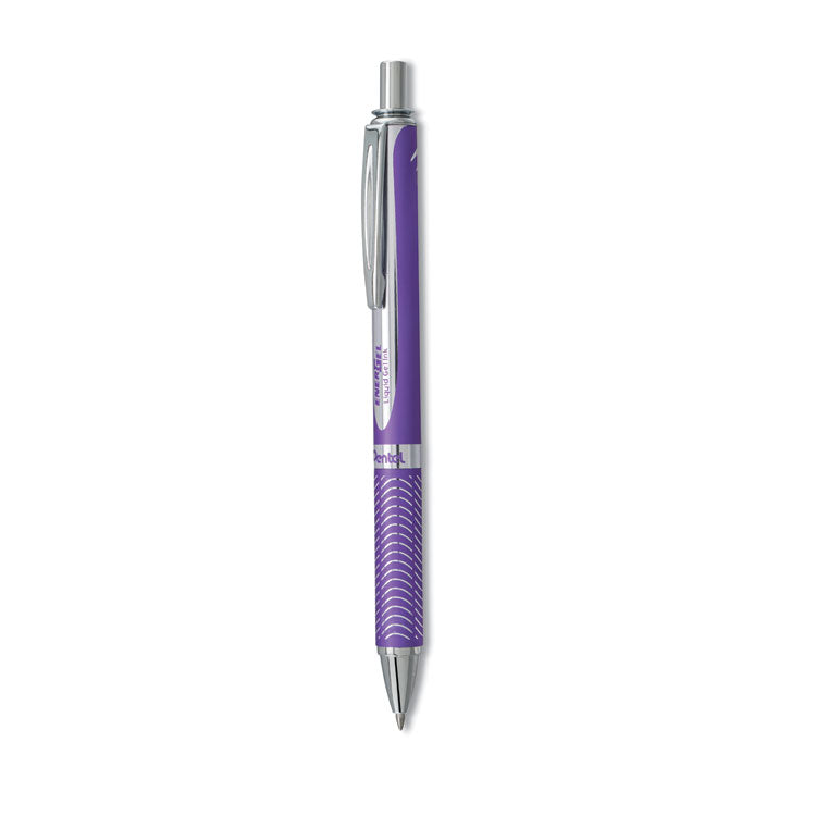 Pentel® EnerGel Alloy RT Gel Pen, Retractable, Medium 0.7 mm, Violet Ink, Violet Barrel (PENBL407VV) Each