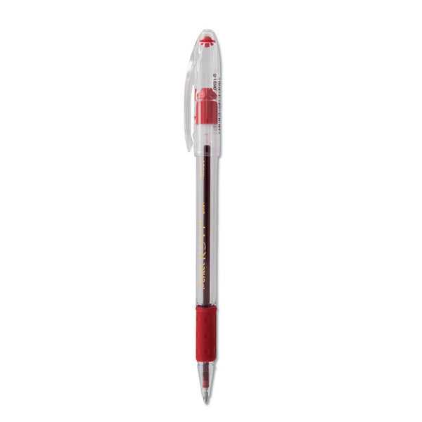 Pentel® R.S.V.P. Ballpoint Pen, Stick, Medium 1 mm, Red Ink, Clear/Red Barrel, Dozen (PENBK91B)