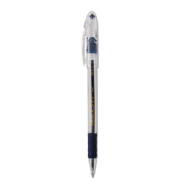 Pentel® R.S.V.P. Ballpoint Pen, Stick, Medium 1 mm, Blue Ink, Clear/Blue Barrel, Dozen (PENBK91C)