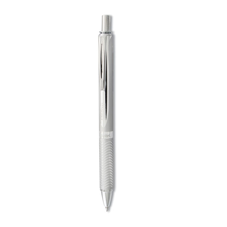 Pentel® EnerGel Alloy RT Gel Pen, Retractable, Medium 0.7 mm, Black Ink, Chrome Barrel (PENBL407A) Each