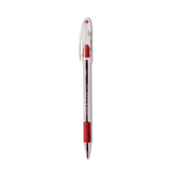 Pentel® R.S.V.P. Ballpoint Pen, Stick, Fine 0.7 mm, Red Ink, Clear/Red Barrel, Dozen (PENBK90B)