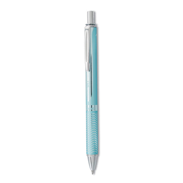 Pentel® EnerGel Alloy RT Gel Pen, Retractable, Medium 0.7 mm, Black Ink, Aquamarine Barrel (PENBL407LSA)
