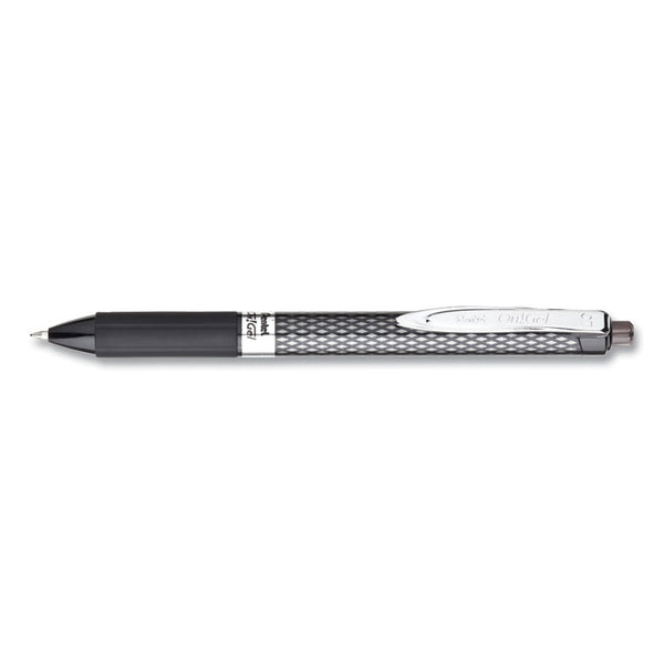 Pentel® Oh! Gel Pen, Retractable, Medium 0.7 mm, Black Ink, Black Barrel, Dozen (PENK497A)