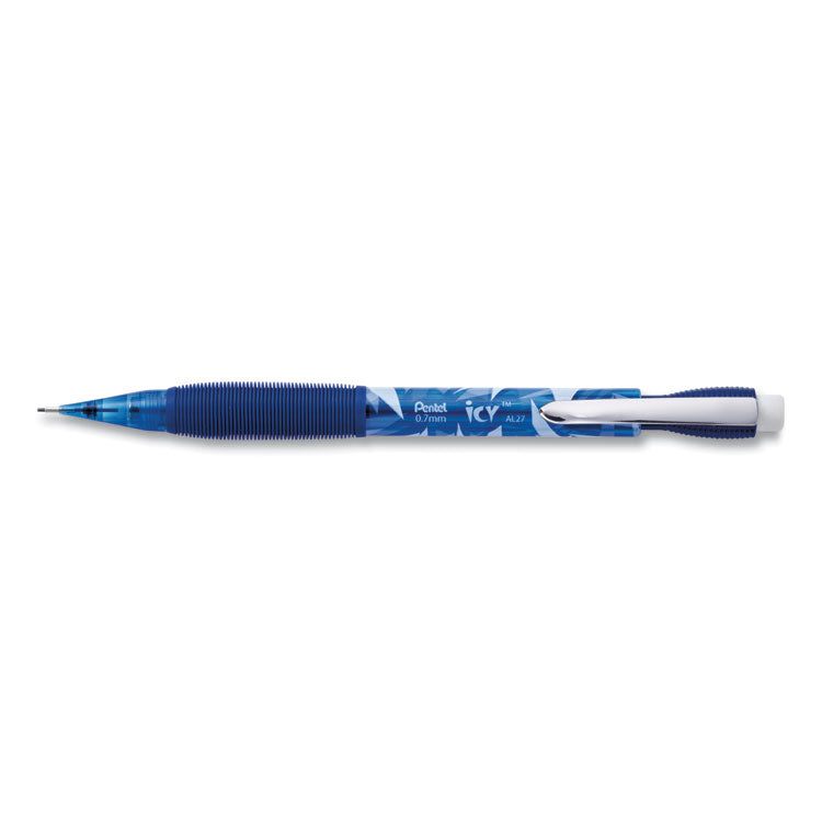 Pentel® Icy Mechanical Pencil, 0.7 mm, HB (#2), Black Lead, Transparent Blue Barrel, Dozen (PENAL27TC) Case of 12