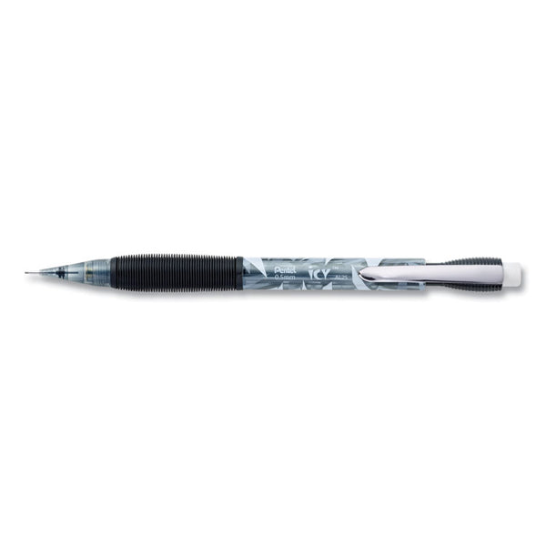 Pentel® Icy Mechanical Pencil, 0.5 mm, HB (#2), Black Lead, Translucent Ice/Black Barrel, Dozen (PENAL25TA)