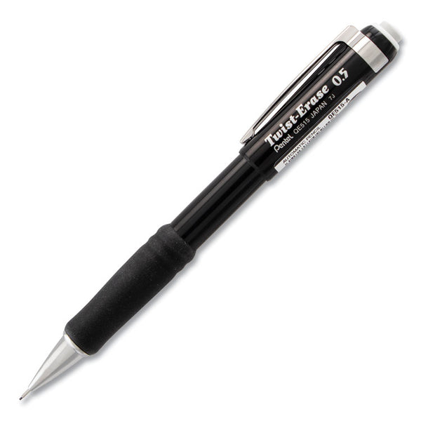 Pentel® Twist-Erase III Mechanical Pencil, 0.5 mm, HB (#2), Black Lead, Black Barrel (PENQE515A) Each