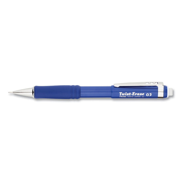 Pentel® Twist-Erase III Mechanical Pencil, 0.5 mm, HB (#2), Black Lead, Blue Barrel (PENQE515C) Each