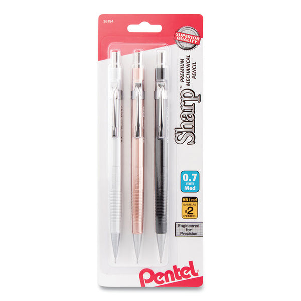 Pentel® Sharp Mechanical Pencil, 0.7 mm, HB (#2), Black Lead, Assorted Barrel Colors, 3/Pack (PENP207MBP3M) Pack of 3