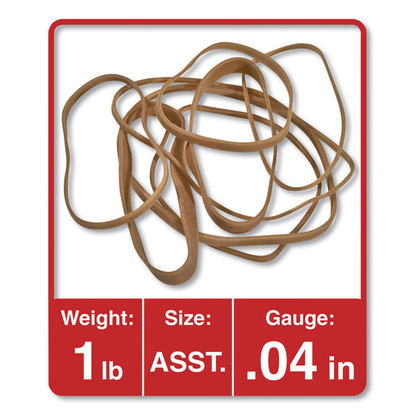 Universal® Rubber Bands, Size 54 (Assorted), Assorted Gauges, Beige, 1 lb Box (UNV00154)