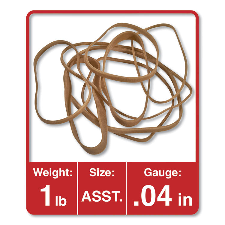 Universal® Rubber Bands, Size 54 (Assorted), Assorted Gauges, Beige, 1 lb Box (UNV00154) Each