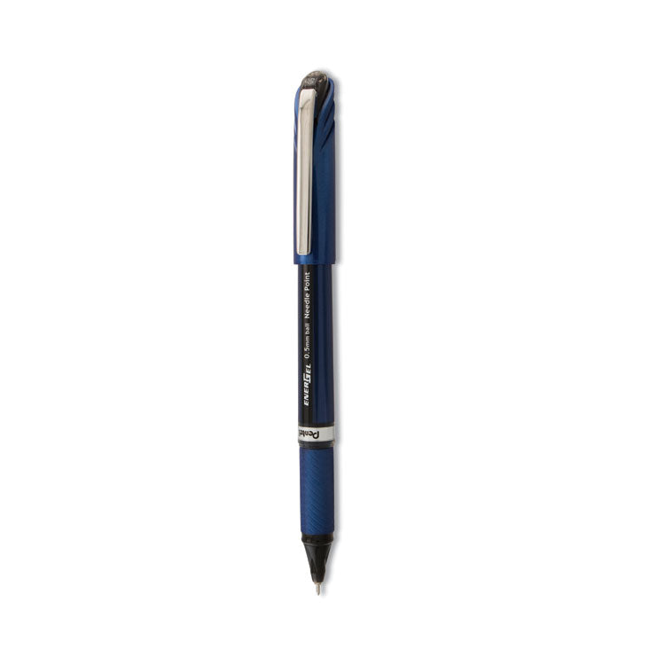 Pentel® EnerGel NV Gel Pen, Stick, Fine 0.5 mm Needle Tip, Black Ink, Blue/Black Barrel, Dozen (PENBLN25A)