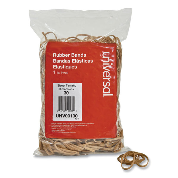 Universal® Rubber Bands, Size 30, 0.04" Gauge, Beige, 1 lb Box, 1,100/Pack (UNV00130)