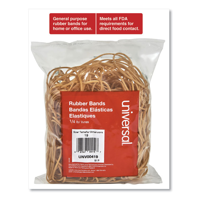 Universal® Rubber Bands, Size 19, 0.04" Gauge, Beige, 4 oz Box, 310/Pack (UNV00419) Each