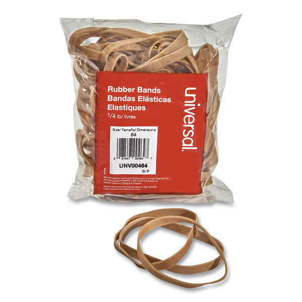 Universal® Rubber Bands, Size 64, 0.04" Gauge, Beige, 4 oz Box, 80/Pack (UNV00464)