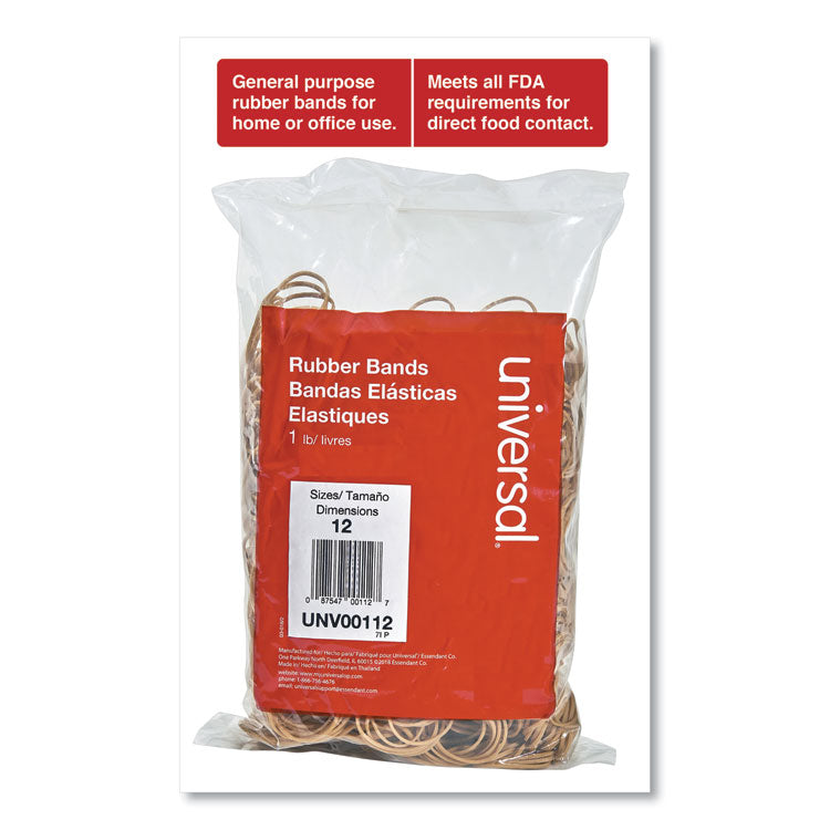 Universal® Rubber Bands, Size 12, 0.04" Gauge, Beige, 1 lb Box, 2,500/Pack (UNV00112) Each
