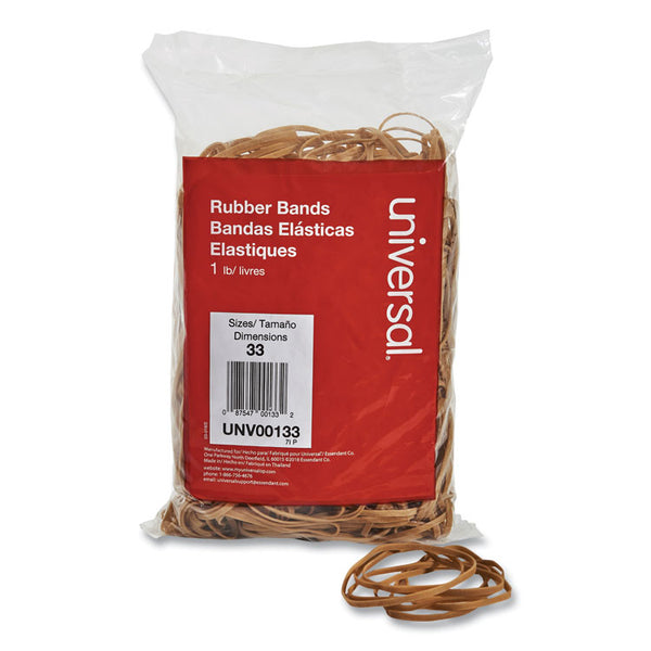 Universal® Rubber Bands, Size 33, 0.04" Gauge, Beige, 1 lb Box, 640/Pack (UNV00133)