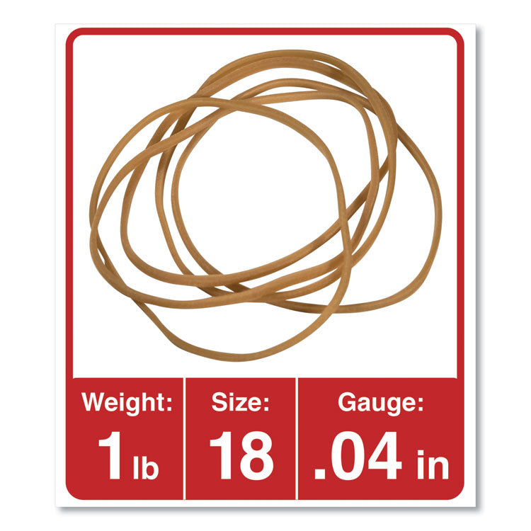 Universal® Rubber Bands, Size 18, 0.04" Gauge, Beige, 1 lb Box, 1,600/Pack (UNV00118) Each
