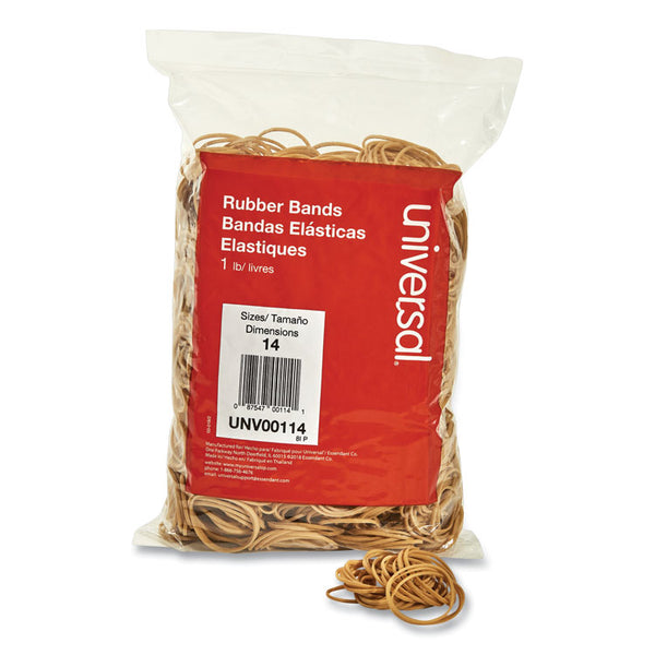 Universal® Rubber Bands, Size 14, 0.04" Gauge, Beige, 1 lb Box, 2,200/Pack (UNV00114)