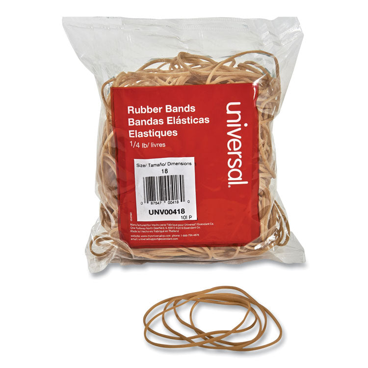 Universal® Rubber Bands, Size 18, 0.04" Gauge, Beige, 4 oz Box, 400/Pack (UNV00418) Each